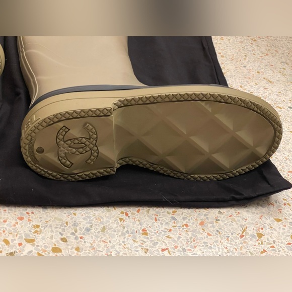 Chanel 22K Pull On Rubber Rain Boots Thigh High - Picture 6 of 10